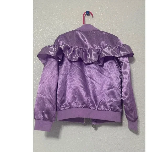 Disney Frozen 2 Elsa Anna Purple Ruffle Bomber Jacket - Size 5/6 - Picture 5 of 9